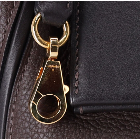 HERMES Togo Swift 24/24 29 Chocolate Ebene Brown Black Shoulder Bag - Picture 10 of 12